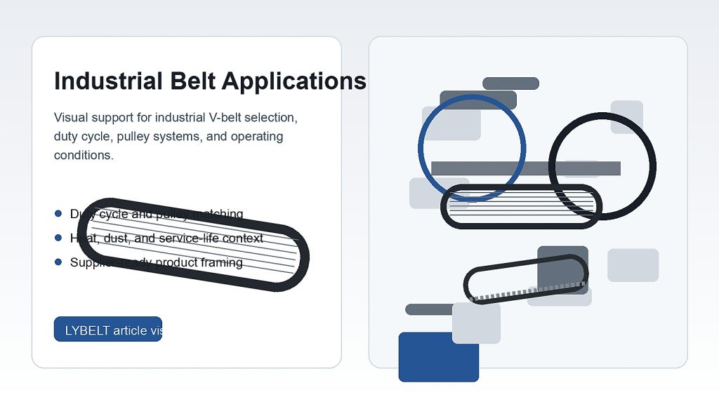 How to Standardize Industrial Belt Inventory Across Multiple Machine Types 1 Industrial V-belt application visual showing pulley systems, duty cycle context, and operating-condition relevance.