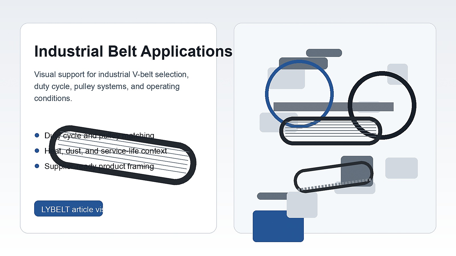 How to Select Industrial V-Belts by Load Pattern and Duty Cycle 1 Industrial V-belt application visual showing pulley systems, duty cycle context, and operating-condition relevance.